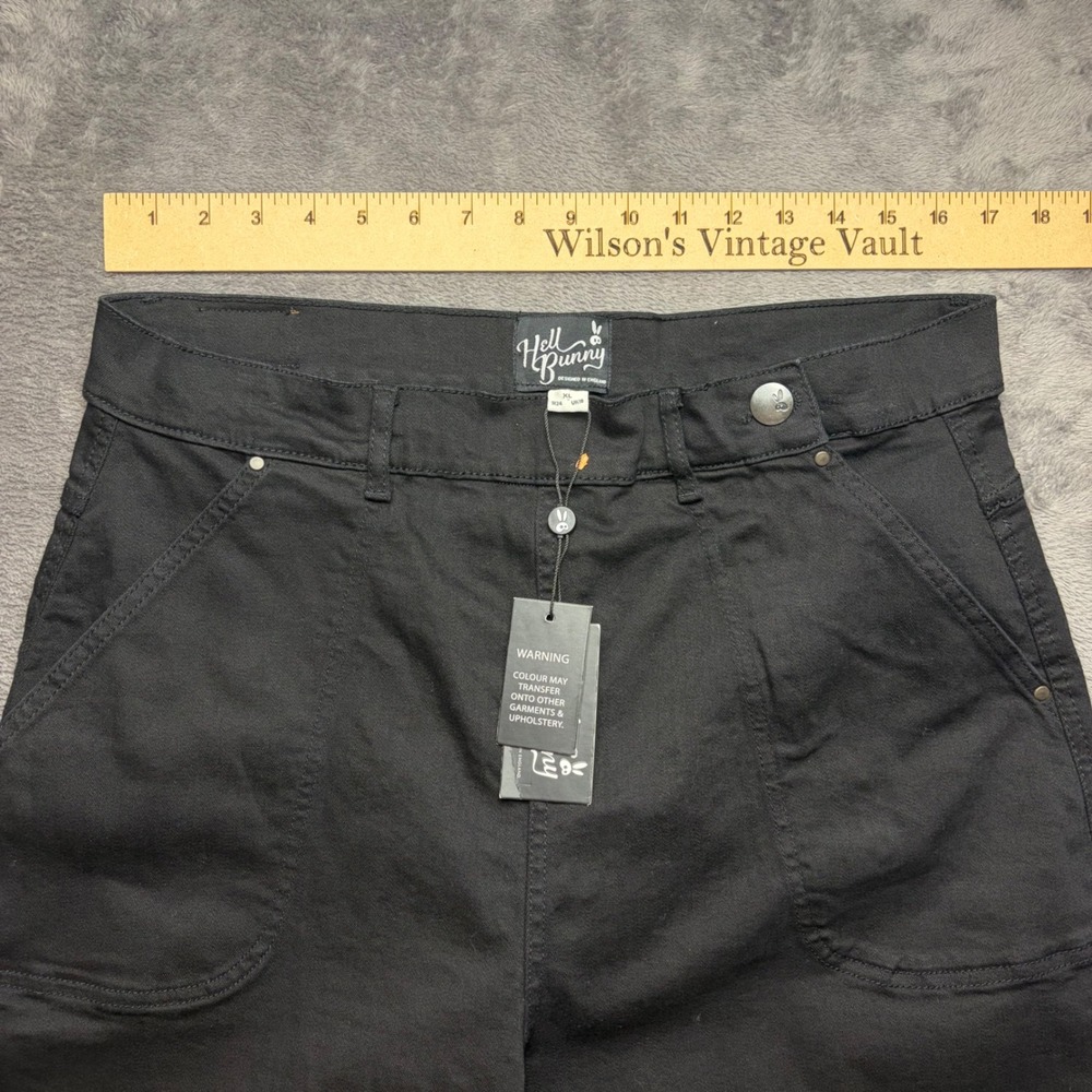 Hell Bunny Weston Womens XL Jeans Black Denim 40s 50s Vintage Rockabilly Pants - Picture 9 of 11
